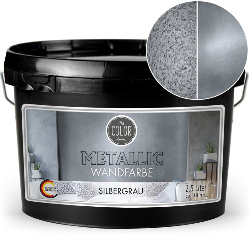 Peinture murale My COLOR Room® Or Métallisé / Argent / Gris / Bronze / Cuivre 2500 ml, peinture effet créatif 1L 15,98 Silber-Grau