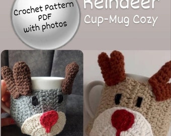 Reindeer Cup Cozy Crochet Pattern (PDF Download)