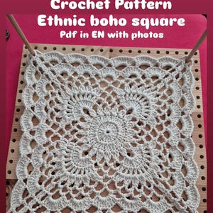 Ethnic Boho Crochet Square Pattern: Mandala Tutorial (PDF Pattern)