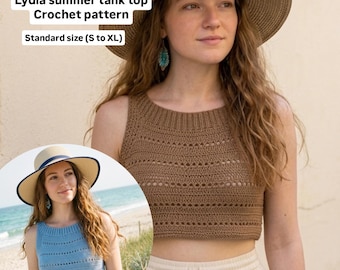 Lydia summer tank top crochet pattern (standard size, suitable up to size 44)