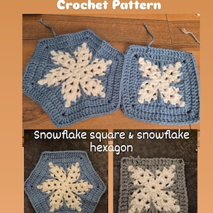 Snowflake Granny Square & Hexagon Crochet Pattern (PDF Download)