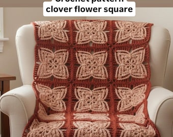 Flower Clover Granny Square Crochet Pattern (PDF)
