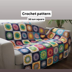 3D Sun Granny Square Crochet Pattern (PDF Download)