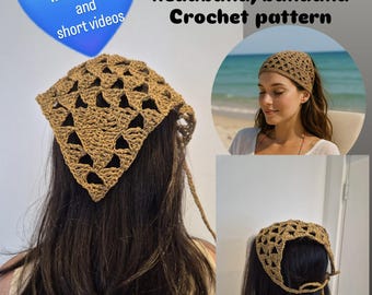 Crochet Bandana Pattern: Triangle Headband Tutorial (PDF Download)