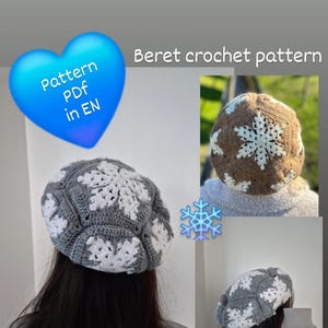 Snowflake Beret Crochet Pattern: French Style Hat (PDF Pattern)
