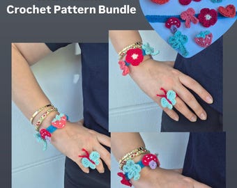 Crochet Bracelet & Ring Pattern, Charms Accessories Bundle (PDF)
