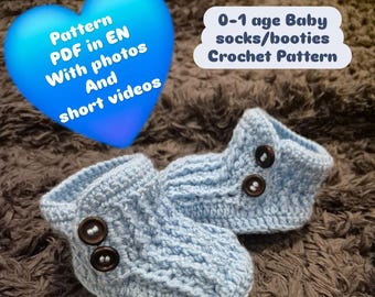 Crochet Baby Booties Pattern, Anti-Pilling Yarn (PDF Pattern)