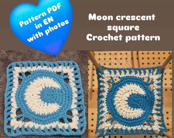 Moon Crescent Granny Square Crochet Pattern (PDF Pattern)