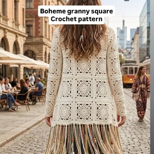 Boheme granny square crochet pattern (pdf pattern for square only and sewing tutorial)