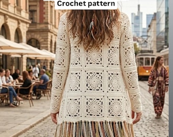 Boheme granny square crochet pattern (pdf pattern for square only and sewing tutorial)