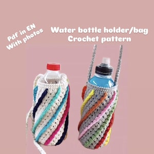 Wzór na szydełkowy uchwyt na butelkę z wodą: Tęczowa torba (wzór w formacie PDF)