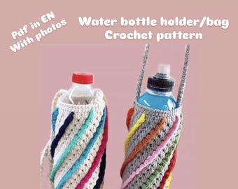 Crochet Water Bottle Holder Pattern: Rainbow Bag (PDF Pattern)