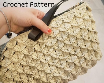 Raffia Crocodile Stitch Clutch Crochet Pattern (PDF Pattern)