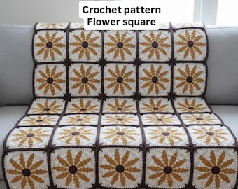 Daisy Flower Granny Square Crochet Pattern (PDF)