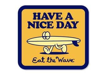 Pegatina "Que tengas un buen día surfero": Arte retro de skate playero