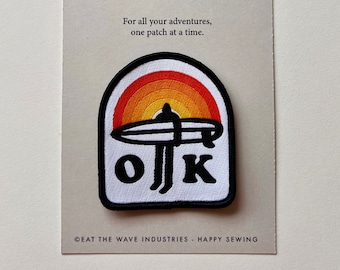 Parche de tabla de surf arcoíris para coser: Diseño de viaje en furgoneta de aventura