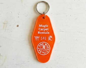 Llavero de motel naranja, llavero de surf Eat The Wave, regalo retro de California