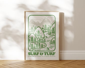 Impresión de Surf & Turf: Póster de arte de surf vintage