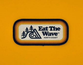 Parche retro para coser de la costa norte: Surf, skate, aventura.
