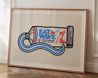 Póster de surf "Come la ola": Impresión artística retro de surf