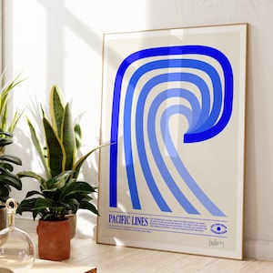 Pacific Lines, A1,A2,A3,A4 Surf Poster, Surf Art, Strand, Surfen Druck, Vintage Surf, Strand, Surf Girl, Surf Boy, Geschenk, Welle