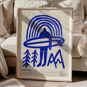 Elementos, póster de surf A0, A1, A2, A3, A4, arte de surf, playa, impresión de surf, surf vintage, montaña, chica surfista, chico surfista, bosque