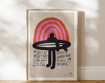 Vintage Rainbow Surf Art Print: Retro Surfing Wall Decor