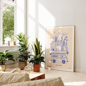 Road Trippin VW, A1,A2,A3,A4 Surf Poster, Surfkunst, Strand, Surfen Druck, Vintage Surf, Strand, Abenteuer, Vanlife, Geschenk, Van, Geschenk