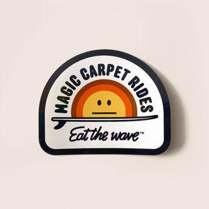 Gite sul tappeto magico, surfista, adesivo da surf, adesivo da spiaggia, regalo, surf, skate, skateboard, bottiglia d'acqua, surf trip, tavola da surf, laptop