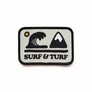 Surf & Turf Sew On Patch, Surfing, Mountain, Adventure