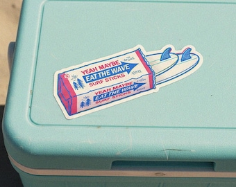 Calcomanía de vinilo Surf Sticks Retro Pack, caramelos, tabla de surf, chicle