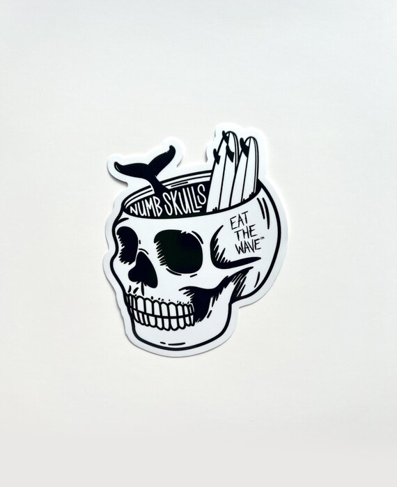 Numb Skulls Surf Sticker: Retro Beach Skate Art - Etsy