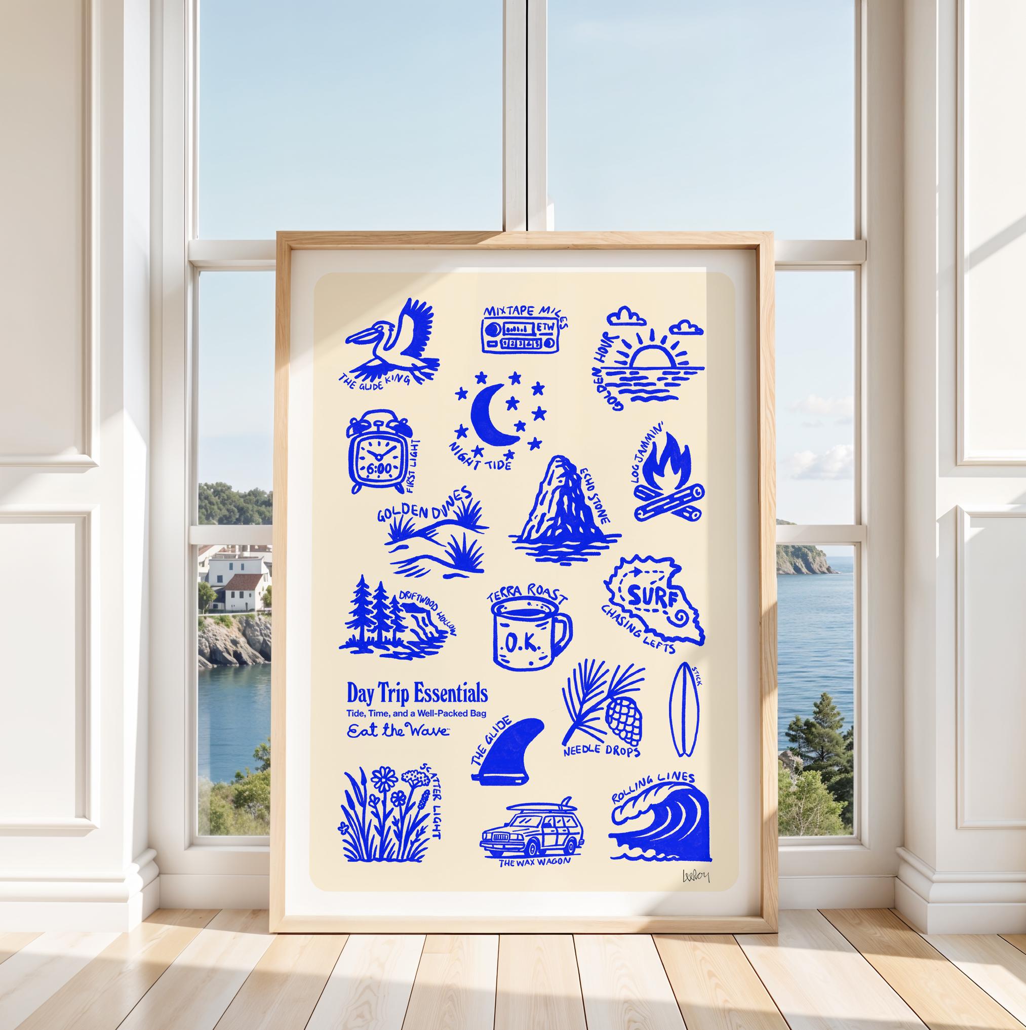 Surf Trip Art Print: Hand-Drawn Coastal Illustration