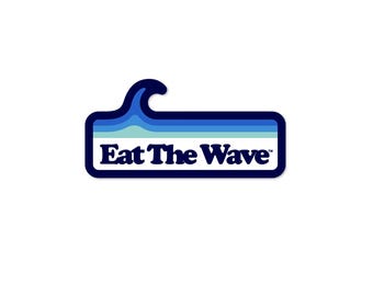 Pegatina retro de surf Eat The Wave: Aventura en la playa