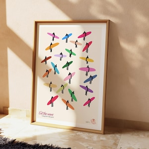 Alineación: aparece en la película My Fault London, impresión de arte retro de surf, decoración de surf vintage, arte de pared de casa de playa, regalo de surfista