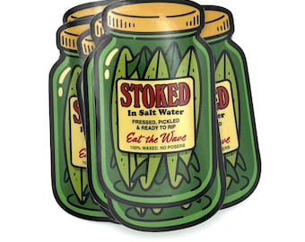 Vinilo adhesivo de tarro de pepinillos para tabla de surf: calcomanía de arte surfero retro