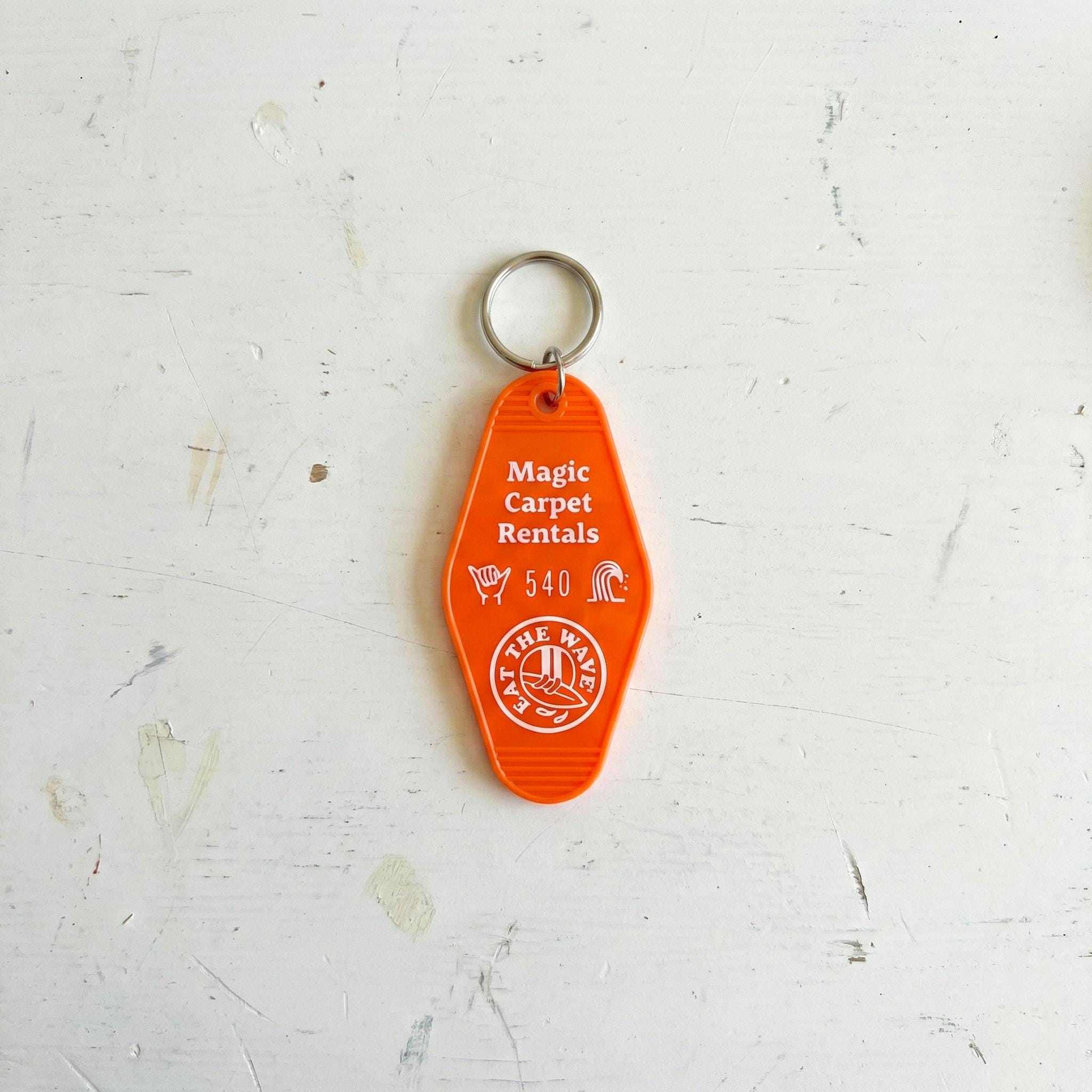 Orange Motel Key Fob, Eat the Wave Surf Keychain, Retro California