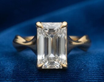 3.00 Ct Diamant im Smaragdschliff – 14K Gelbgold – Solitärring – Minimalistischer eleganter Ring – Klassischer Brautschmuck