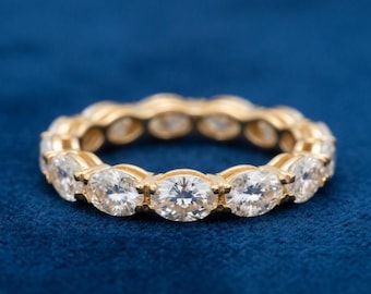 Oval Diamant Eternity Band Gold – Volle Ewigkeit Ehering – Minimalistischer stapelbarer Ring – Jahrestagsgeschenk für Sie