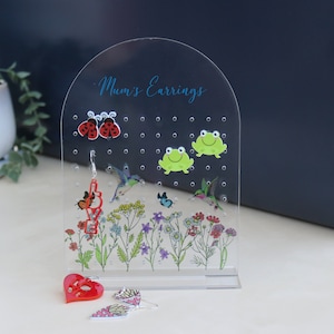 Acrylic Printed Earring Holder | Acrylic Earring Stand | Jewellery Organiser | Colour Printed Personalised Earring Holder | Earring Gift
