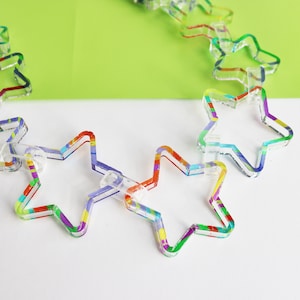 Collar de estrella geométrica de acrílico impreso / joyería de forma acrílica colorida / collar de estrella audaz / joyería hecha en Yorkshire / cumpleaños