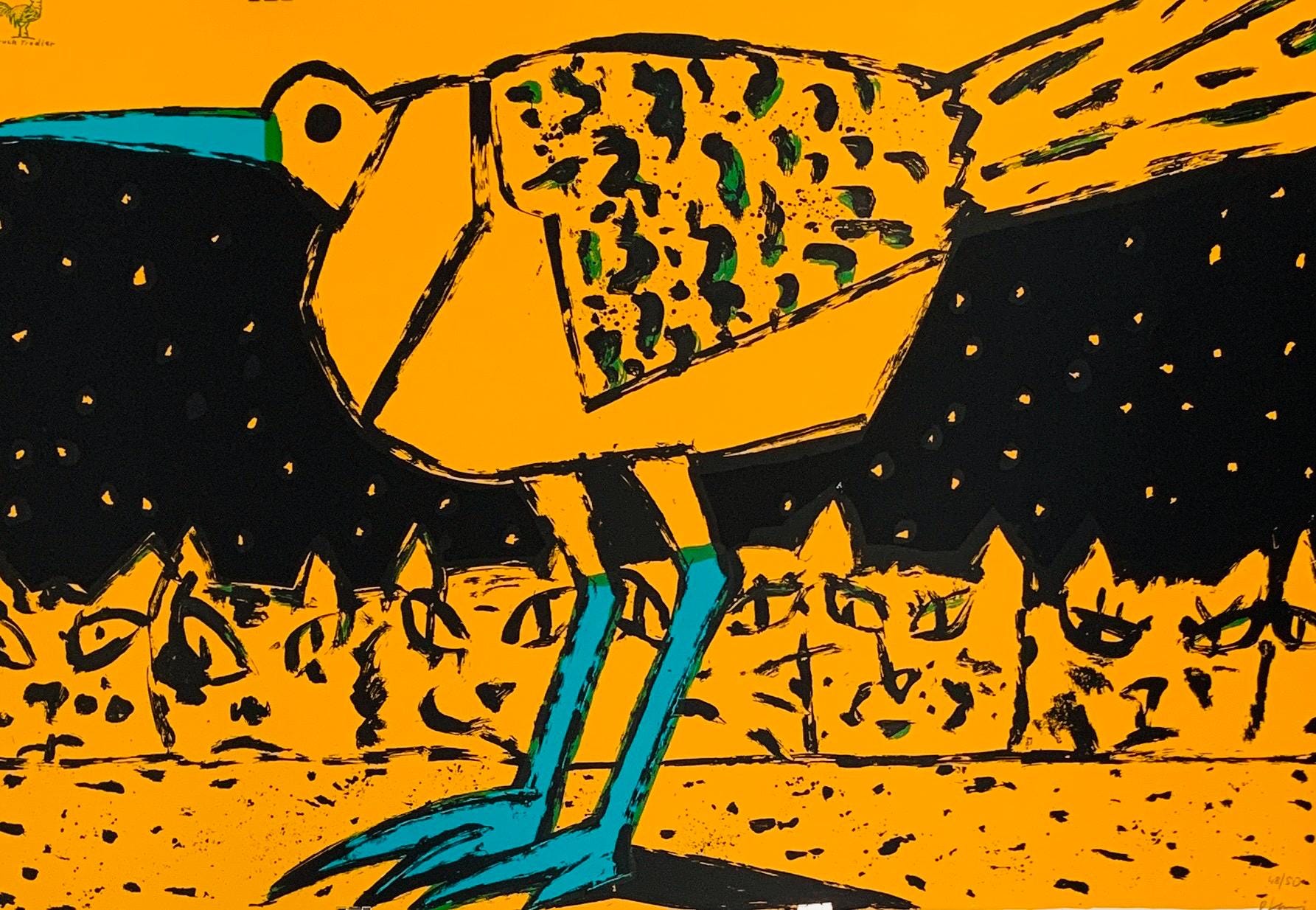 Mouette de Wolf-Dieter Pfennig Sérigraphie sur carton 70 x 100 cm signée