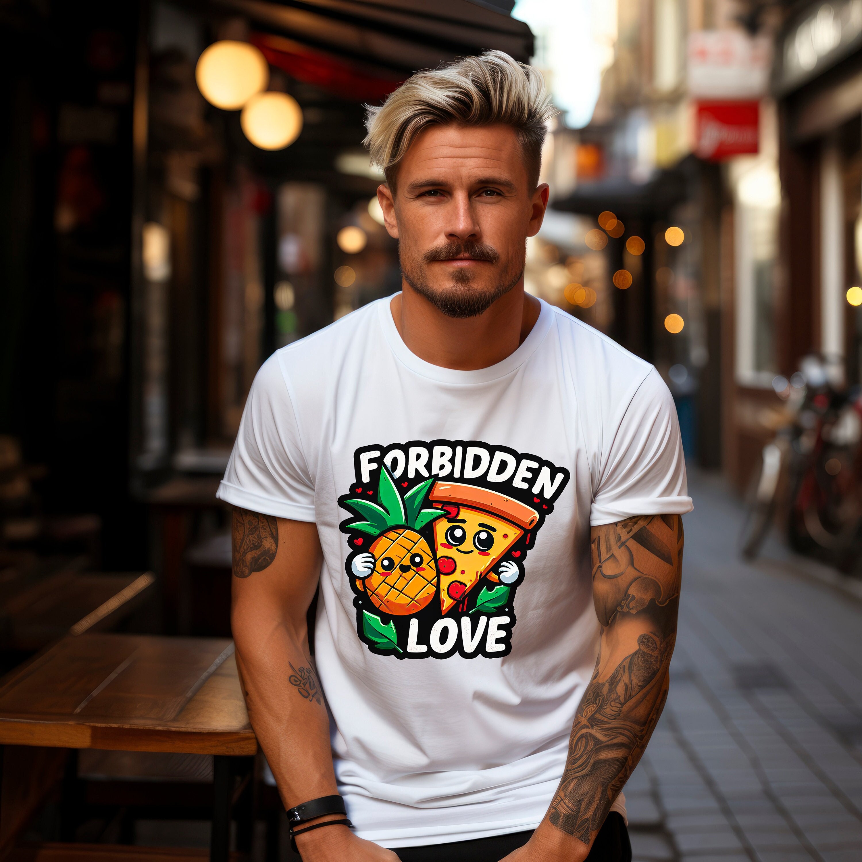 Forbidden Love Pizza & Pineapple T-shirt, Cheesy Romance Tee