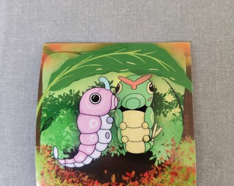 Leuke Caterpie paar laptop sticker vierkant vinyl paper couple valentine love girly gift