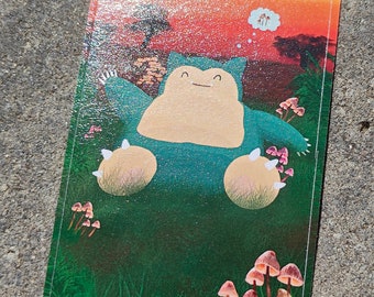 Dreaming Snorlax paddestoelen pokemon forest laptop papieren sticker