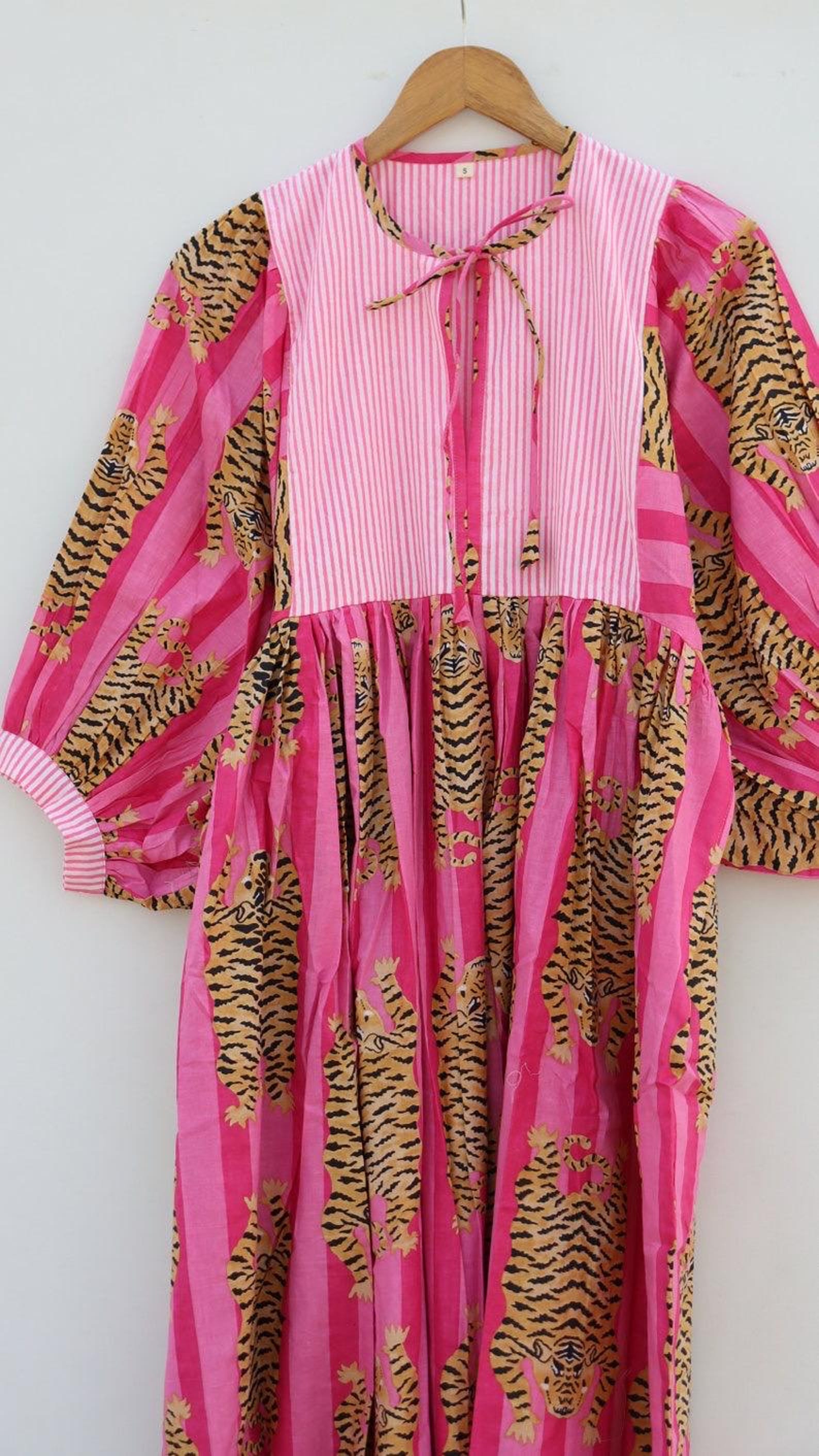 Tiger Print Silk Princess Dress