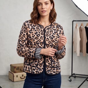 Quilted Leopard Print Jacket for Women | Lightweight Cotton Jacket | Boho Fall Layering Coat | Artisan Outerwear