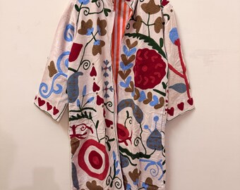 Hand-Embroidered Suzani Velvet Jacket – Indian Boho Coat