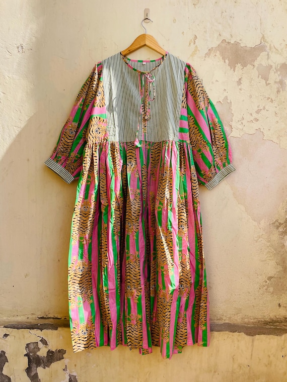 品良く着こなすため Tibetan Print Jungle Dress, Mini Dress, Midi Print Tiger トップス
