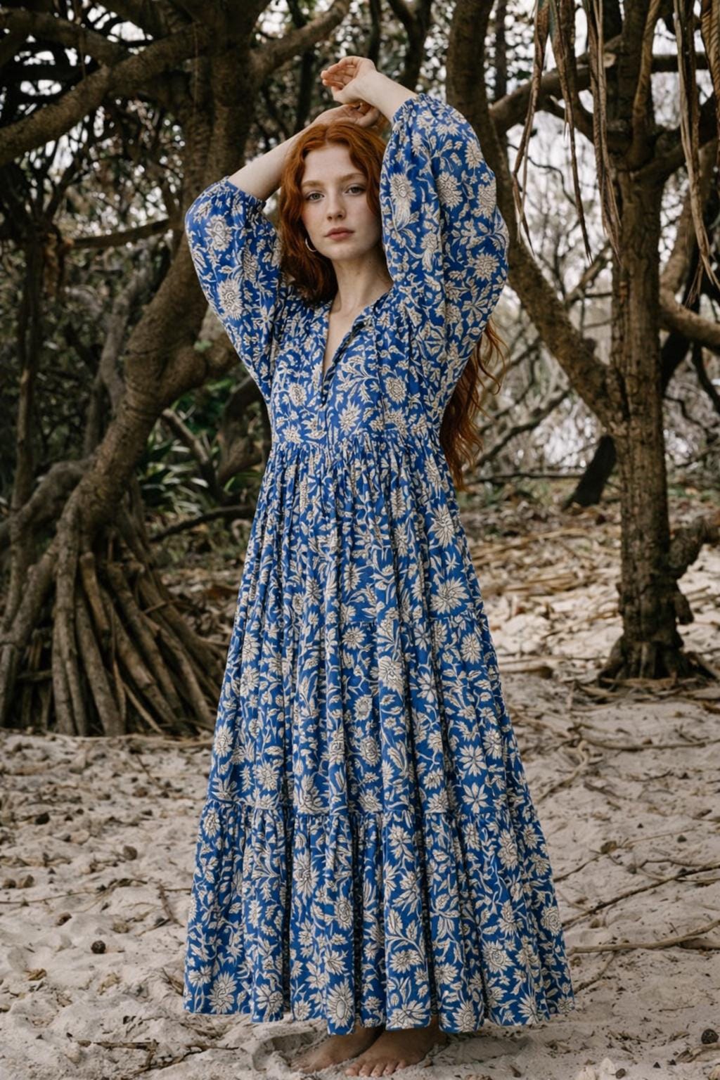 daughters of india 花柄 ワンピース インド綿　X S Daughters of india maxi dress - Etsy 日本